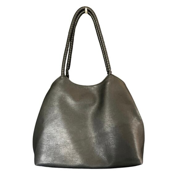 Antik Kraft Large Black Faux Leather Hobo Tote Bag with Wrapped Shoulder Straps - Picture 1 of 12